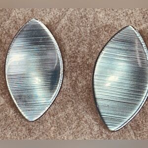 Pierced Earrings Shimmery Gray Plastic Vintage Diamond Shaped 1980s